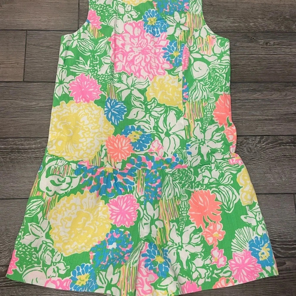 Lilly Pulitzer Gretchen Floral Colorful Romper Size 0 Hibiscus Stroll Print - Picture 2 of 9